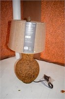 Cork Lamp w/Burlap Shade
