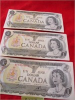3 - $1 bills - 1973