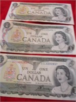 3 - $1 bills - 1973