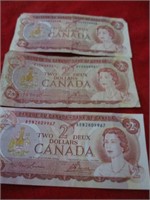 3 - $2 bills - 1973
