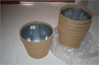 6 Burlap & Galvanized Plant Buckets