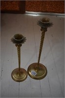 2 Brass Decorative Candlestick Holders