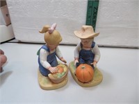 2 Denim Days Boy & Girl with Pumpkin & Basket