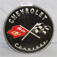 SINGLE-SIDED TIN CHEVROLET CORVETTE ROUND SIGN