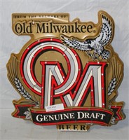 PLASTIC OLD MILWAUKEE GENUINE DRAFT BEER SIGN