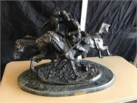 Frederic Remington bronze Wounded  Bunkie