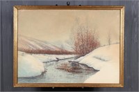 Raphael Senseman Snowy Landscape Watercolor