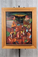 Haitian Village Scene Inscribed Alfred Dujoux