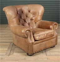 Labeled Restoration Hardware Leather Club Chair