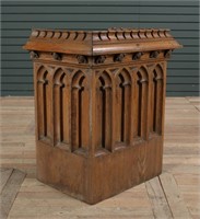 Carved Oak Gothic Style Pedestal
