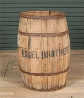 Antique Engel Brothers Branded Coopered Barrel