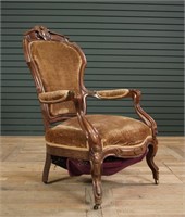 American Victorian Carved Rosewood Armchair