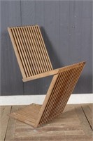 Zigzag Folding Chair in the Style of Rietveld