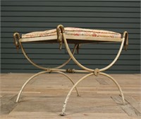 Empire Style Wrought Iron and Bronze Bench