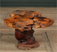 Mid C. Modern Burled Top Side Table