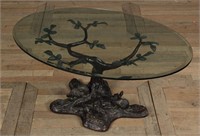 Bronze and Beveled Glass Figural Coffee Table