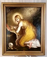 18th C. Oil on Canvas Mary Magdalene Kneeling