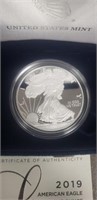 2019  PROOF SILVER EAGLE WITH PRESENTATION BOX
