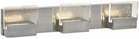 Triple Square Bubble Glass Vanity Light LED Chrome