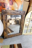 Rustic Faux Wood Decorative Framed Mirror 36x48