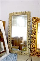 Cream Antiqued Scrolled Decorative Mirror 44x79