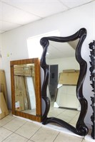 Large Black Wave Framed Mirror 39x79