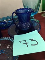 assorted blue glass lot