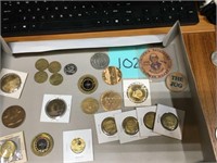 lot of tokens and medals