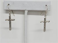 .925 Sterling Silver Cross Earrings