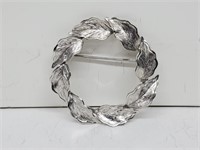 .925 Sterling Silver Leaf Wreath Brooch