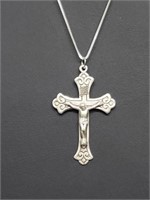 .925 Sterling Silver Crucifix Pendant & Chain