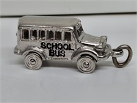 .925 Sterling Silver School Bus Pendant/Charm
