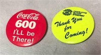1992 Charlotte Coke 600 Worker Button Pins