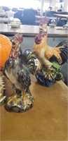 (2) CHICKEN DECOR, 1 WITH CHIPPED BEAK