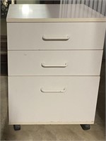 WHITE WOOD ROLLING CABINET