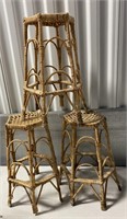 3 WICKER PLANT STANDS