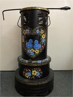 BLACK TOLE PAINTED FAUX STOVE HEATER