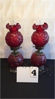 2 Fenton Ruby Red Glass GWTW table lamps.