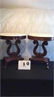 2 Vintage Marble top Lyres tables