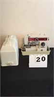 White sewing machine #447 with case & manual