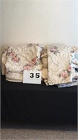 Rose pattern comforter and curtains lot