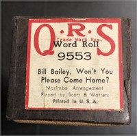 VINTAGE QRS PLAYER PIANO ROLL "BILL BAILEY, WON'T