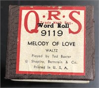 VINTAGE QRS PLAYER PIANO ROLL "MELODY OF LOVE" 9