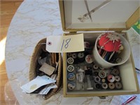 sewing box & assorted buttons