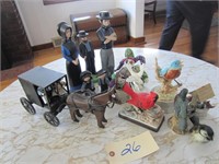 Amish statues & assorted birds
