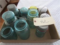 Blue Ball jars some glass lids