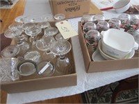 2 boxes assorted glass & stemware,corelle dish