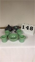 Carnival glass and jadeite lot