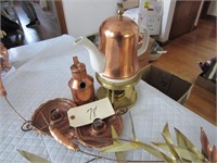copper candle holder, porcelain/copper coffee,misc