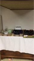 Lot of misc glassware with colored glass